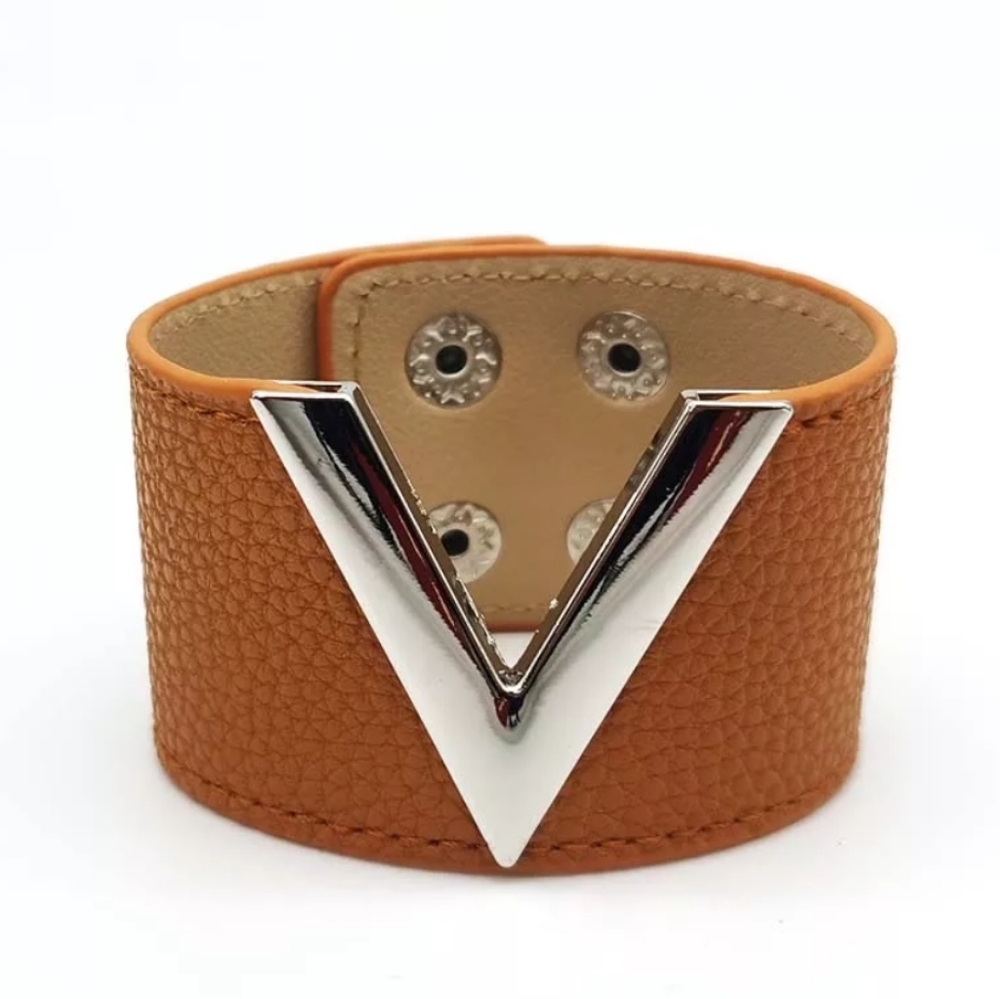 Vegan Leather Wide Cuff Bracelet - Picture 1 of 7